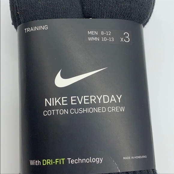6 pairs (3 WHITE/3 BLACK) NIKE EVERYDAY COTTON CUSHIONED CREW MEN’S SOCKS - Picture 8 of 16